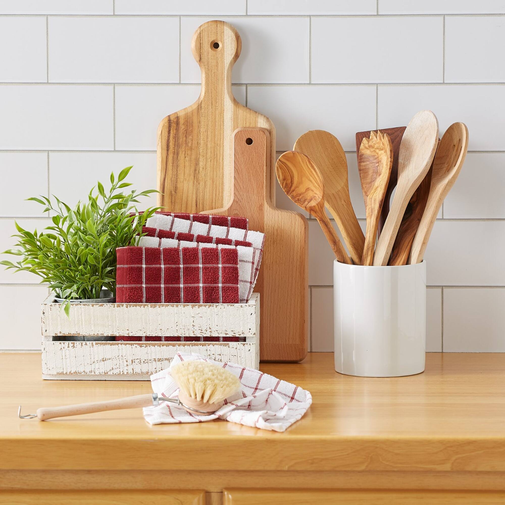 Barn Red Combo Windowpane Dishcloth, 6ct.